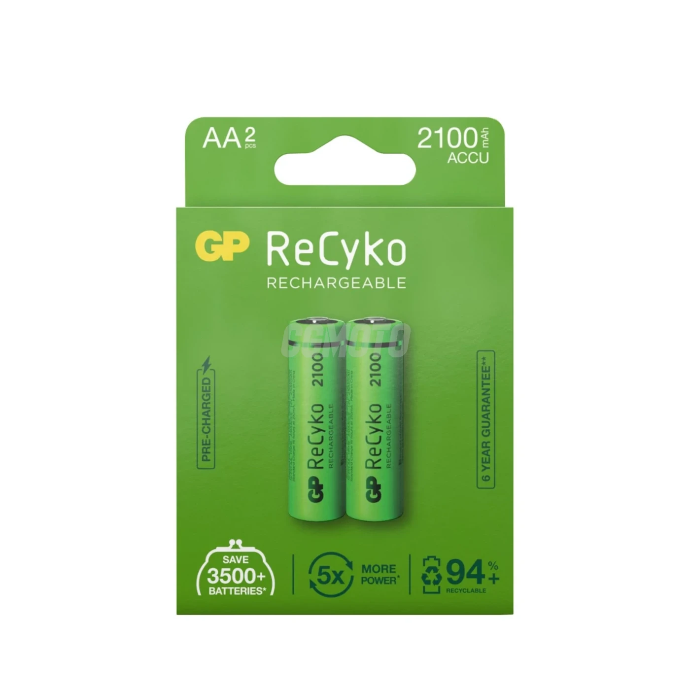 2 piles rechargeables NIMH AA 1,2 V Recyko 2100 mAh