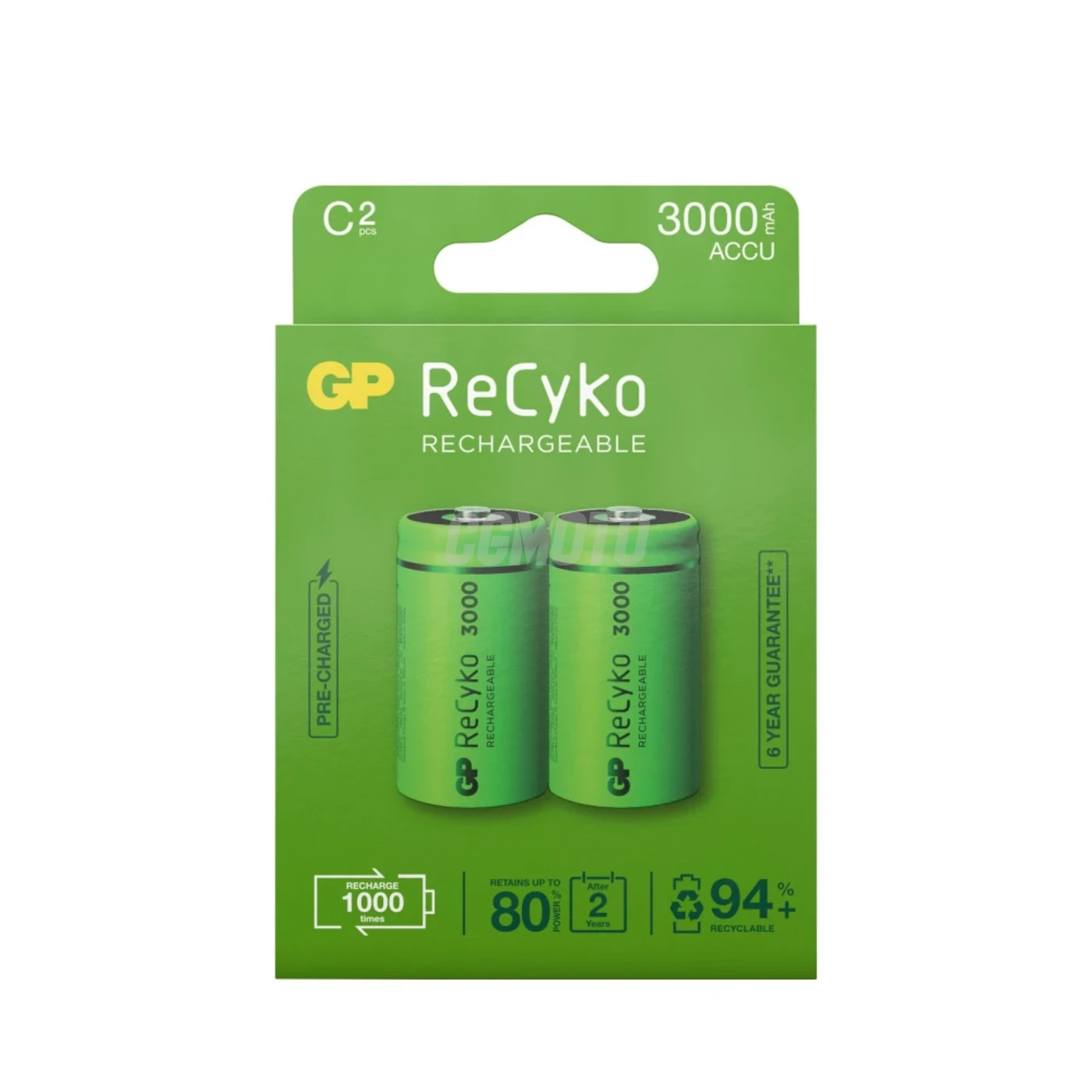 2 piles rechargeables NIMH C 1,2 V Recyko 3000 mAh