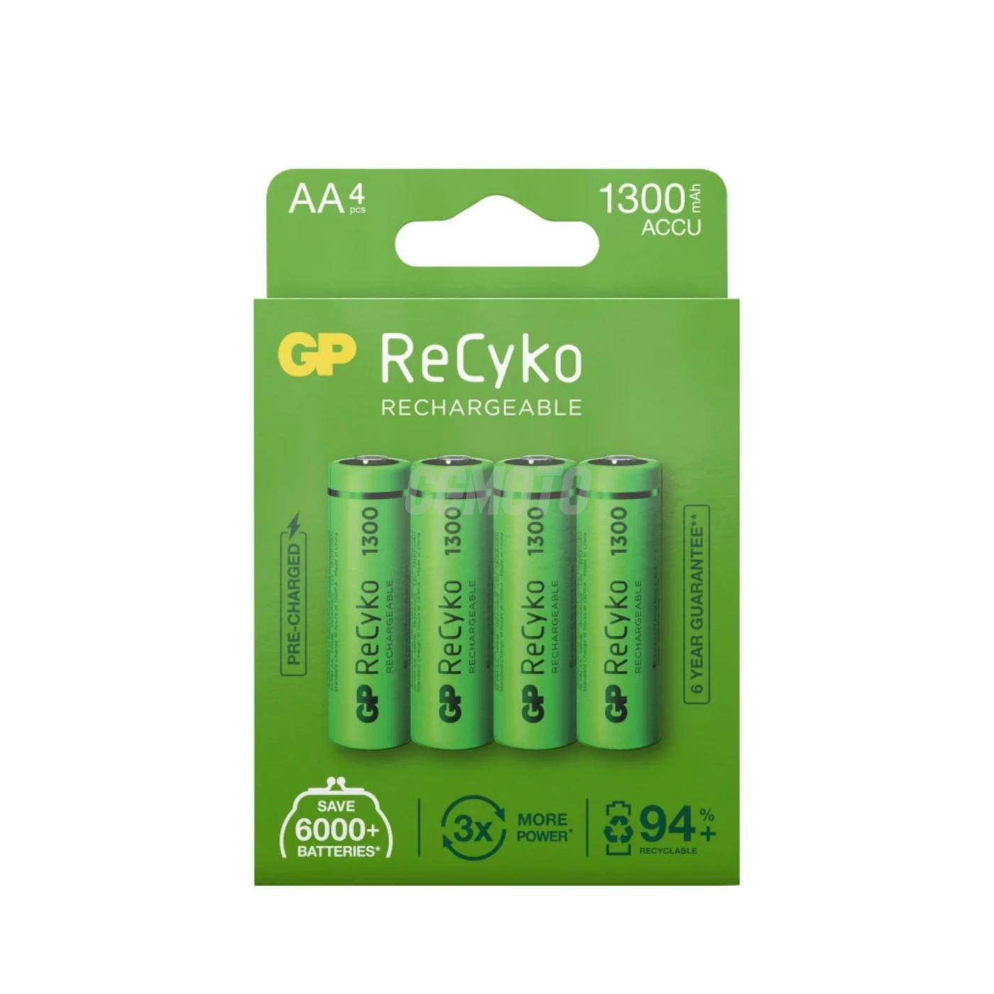Blister de 4 piles rechargeable Recyko+ AA 1300mAh