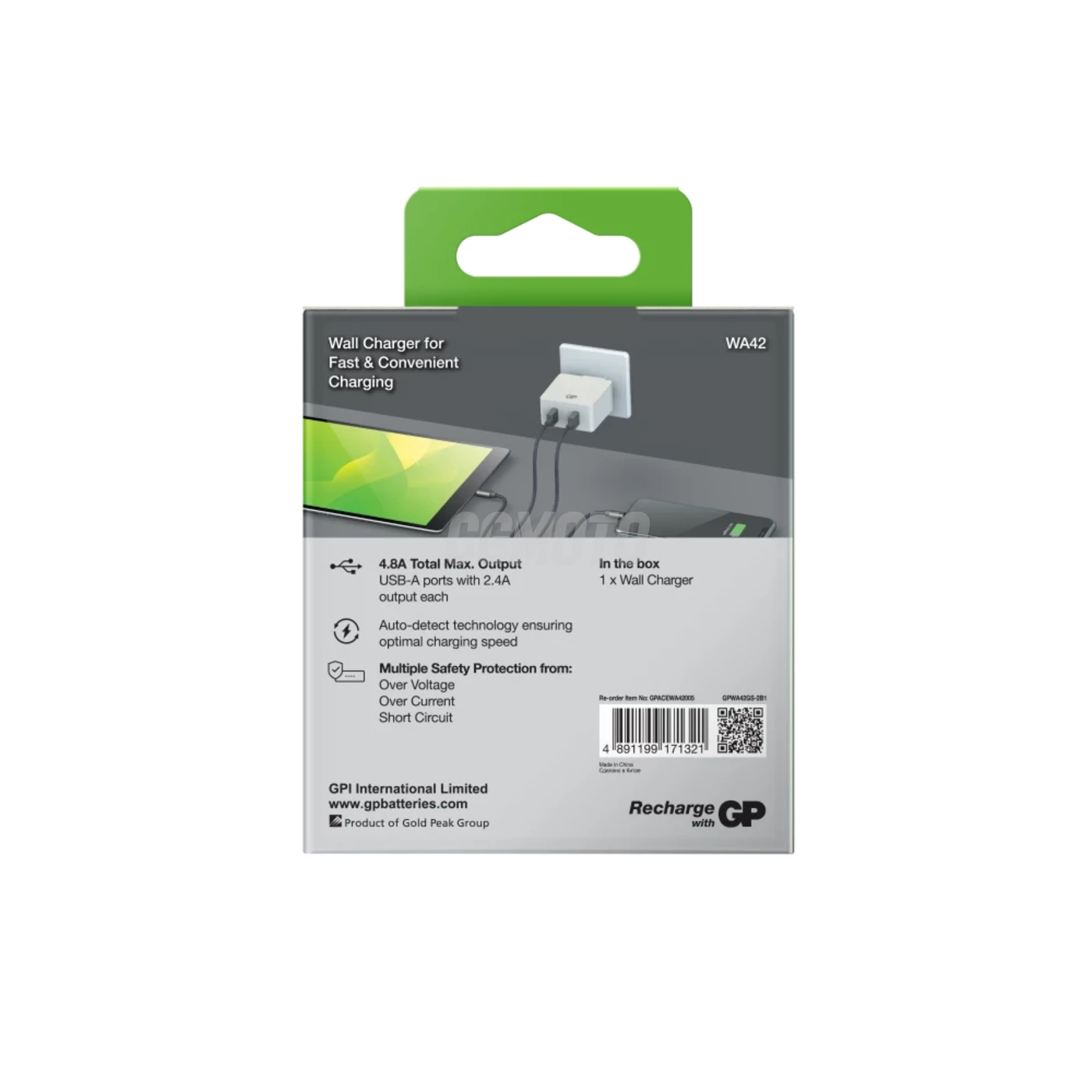 GP Chargeur secteur USB WA42 4A x 2