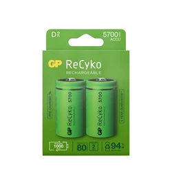 2 piles rechargeables NIMH D 1,2 V Recyko 5700 mAh