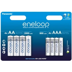 4 + 4 piles rechargeables NIMH AA + AAA 1,2 V 