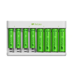 Chargeur classique GP E811 + 8 accus 4xAA 2100mAh + 4xAAA 850mah